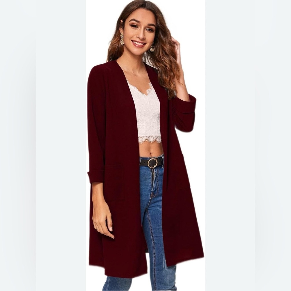Burgundy Duster/Cardigan/Jacket